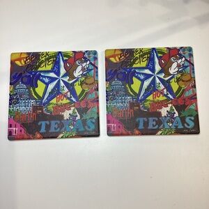 Buc-ee’s Set of 2 Cork-Backed Ceramic Coasters Texas